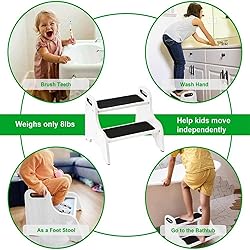 StrongTek Wood 2 Step Stool for Kids with Non-Slip