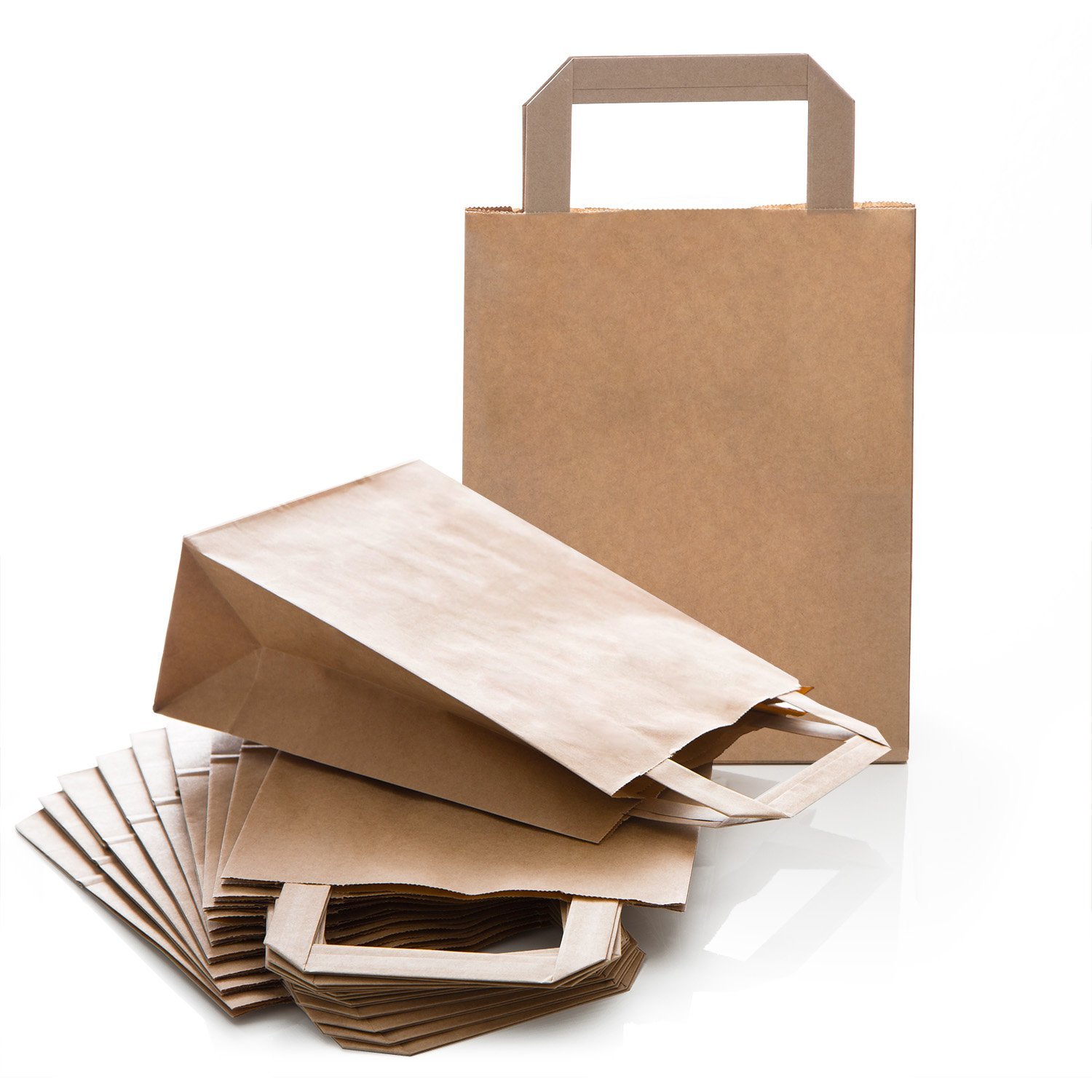 Logbuch-Verlag 10 Small Paper Bags with Carry Handle Kraft Paper Brown 18 x 8 x 22 cm