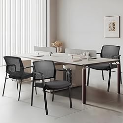 CLATINA Mesh Back Stacking Arm Chairs, Upholstered