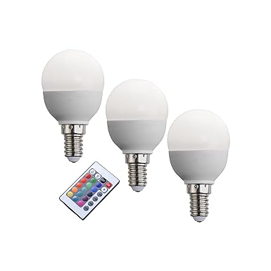 3er Set E14 LED Leuchtmittel 3,5W 200l/3000K dimmbar mit Fernbedienung, Farbwechsel