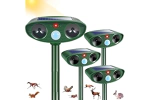 ZLIEATMP 4Pack Solar Ultrasonic Animal Repellent Outdoor Deer Repellent Devices with Motion Detection Dog Squirrel Raccoon Cat Deterrent,2025 Keep Rodent Chipmunk Rabbit Away for Yard Garden Lawn