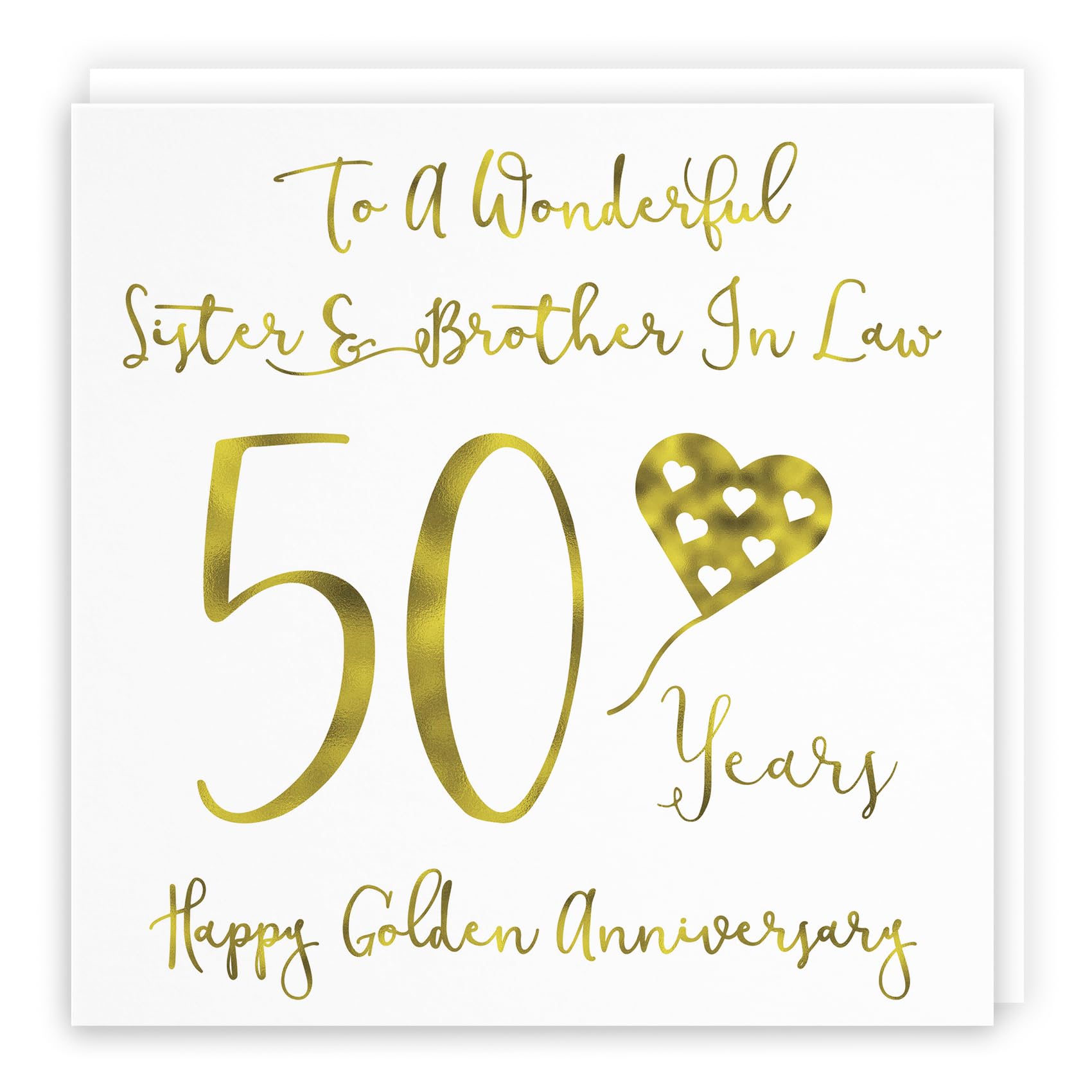 Hunts England - Large Sister And Brother In Law 50th Anniversary Card - To A Wonderful Sister & Brother In Law - 50 Years - Happy Golden Anniversary - Milano Collection - Large - 210 x 210 mm