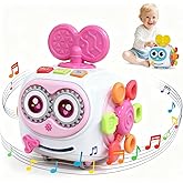 MoraBaby Toys for 1+ Year Old Girl, Musical Busy Cube for Toddlers 1-3 | Montessori 6-in-1 Activity Cube, Lights &amp; Sounds, Wheels for Tummy Time &amp; Crawling Training, Birthday Gifts