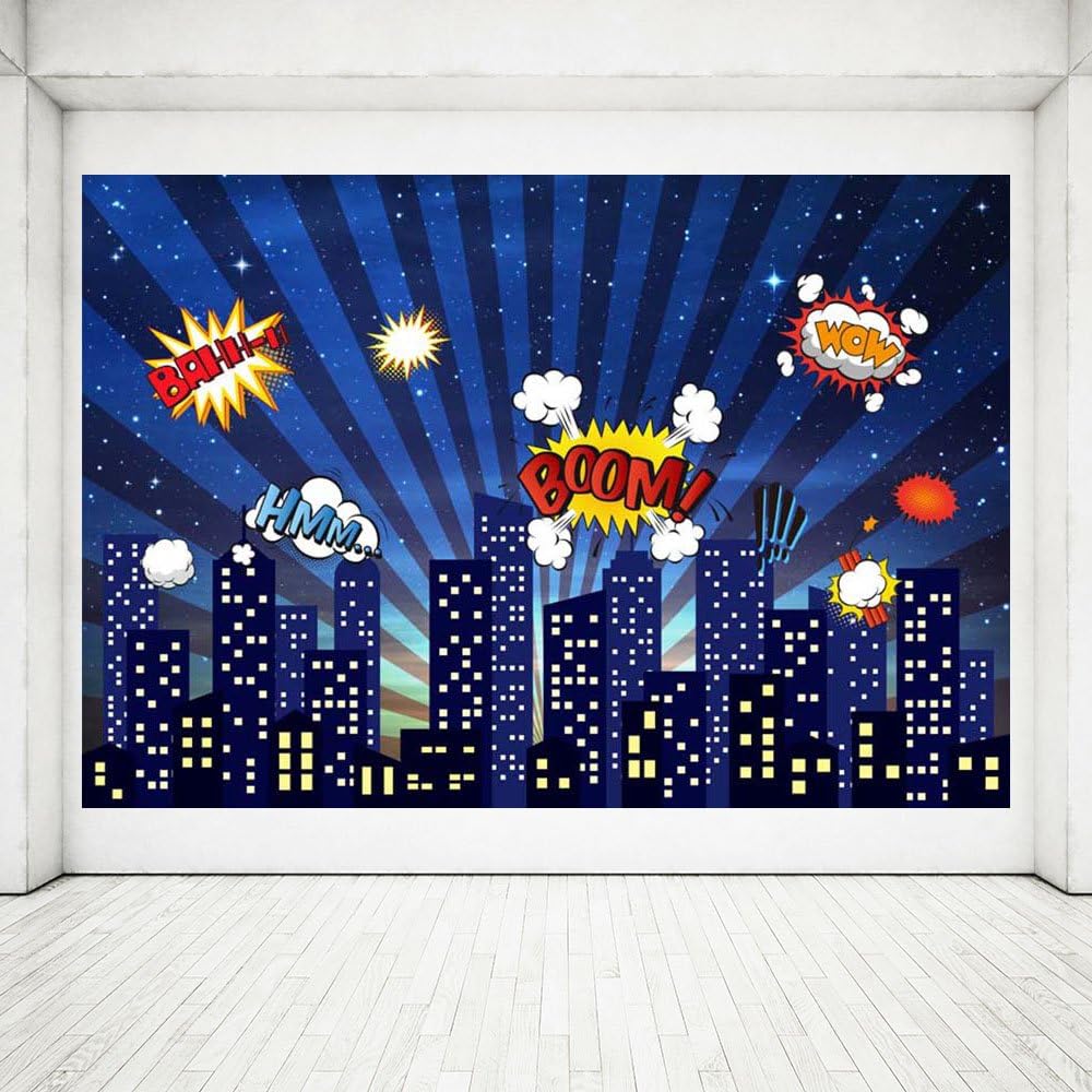 MEHOFOTO Photo Background Super Hero Theme City Building Children Birthday Backdrop for Photography 7x5ft - Image 4