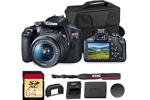 Canon EOS Rebel T7 DSLR Camera with 18-55mm Lens Bundle | For Beginner Photography | 24.1MP APS-C DSLR Camera | Built-in Wi-Fi & NFC + 64GB Memory Card + Camera Bag