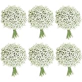 Huatsing 120 Pcs Artificial Flowers,Babys Breath Artificial Flowers,White Babys Breath Flowers Artificial Bulk,120 Pcs Real Touch Flowers for Wedding Party Home Garden Decoration