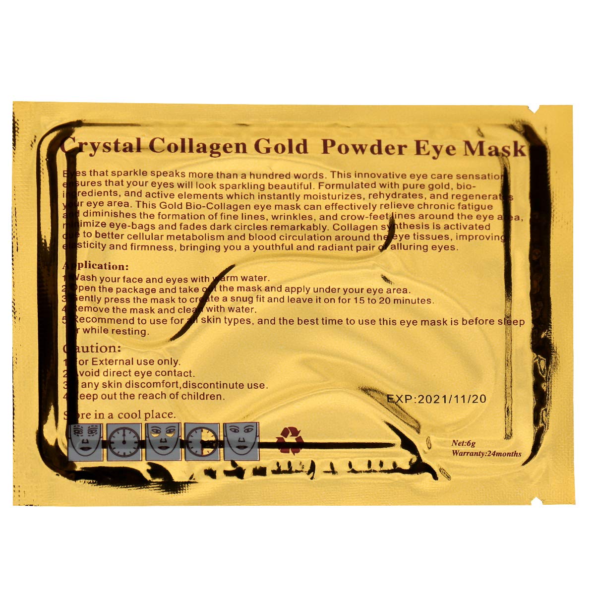 Adofect 30 Pairs Gold Eye Mask Power Crystal Gel Collagen Masks, Great For Anti Aging, Dark Circles & Puffiness : Beauty