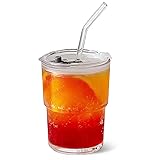 Olvini 13oz Glass Tumbler with Glass Straw and