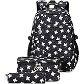Joyfulife Girls Backpack with Lunch Box (Black), Large