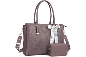 MOSISO Laptop Bag for Women, 15.6-16 inch PU Leather Tote Bag Compatible with MacBook, HP, Dell, Asus Notebook, Front Embosse