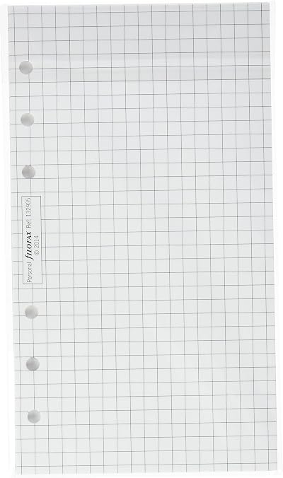 Filofax Personal White Quadrille Notepaper Refill 95mm x 171mm 6 Holes