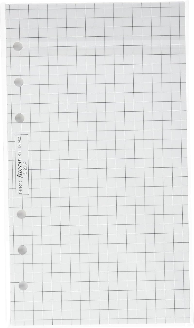 Filofax Personal White Quadrille Notepaper Refill 95mm x 171mm 6 Holes