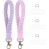 AOZUO Phone Wrist Strap, 2Pcs Handmade Cell Phone Lanyard, Smartphone Wristlet Keychain with Tether Tabs Connector Patch