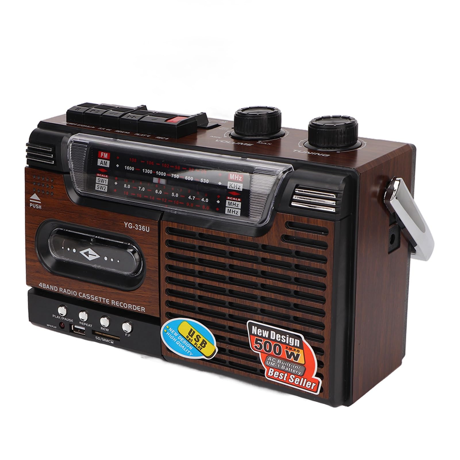 Cassette Player, Portable AM FM Radio Strong Signal Noiseless Support Storage Card and USB, Portable Cassette Player Recorder Compatible with Laptops and Personal Computers (UK