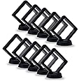 SQEYYGI 10Pcs Coin Holder Challenge Coin Display Stand, Black 3D Floating Display Case for AA Coin Medallions Jewelry Rock Gem Arrowhead Collecting and Display (2.75×2.75×0.8 inches)
