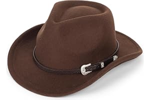 HINYBOEH Kids Western Cowboy Hat for Boys Girls - Felt Fedora-Jazz-Hat for Kids 2-6Years