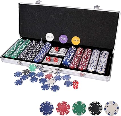 Clay poker chips with denominations