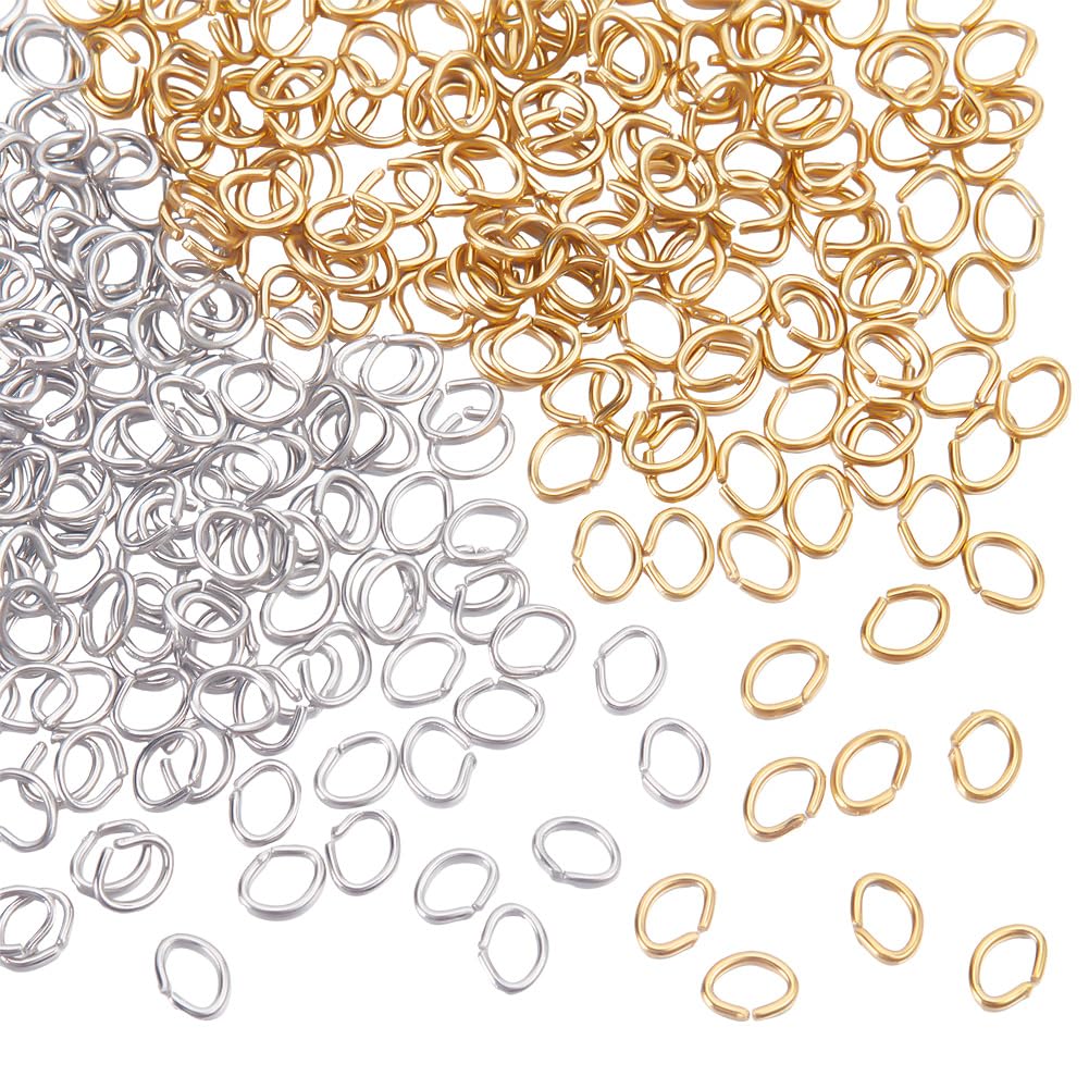 UNICRAFTALE 300 Pcs 2 Colors Stainless Steel Open Jump Rings 4 mm Oval Rings Jump Rings for Jewelry Making DIY Craft Earring Bracelet Pendant Choker Jewelry Making Findings and Key Ring Chain