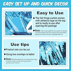 6 Pack 3.28x9.8 Ft Light Blue Foil Fringe Curtains