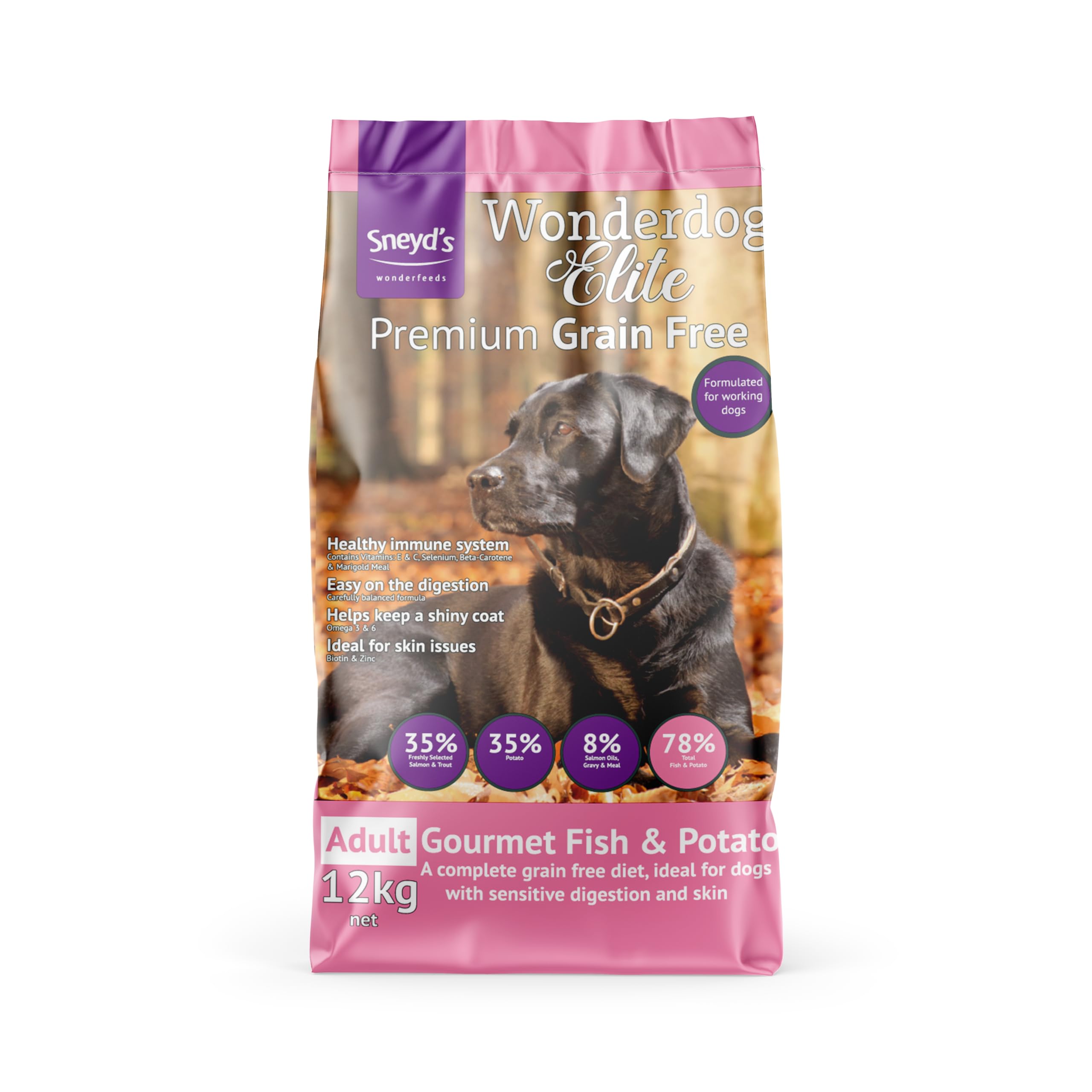 Wonderdog Grain-Free Salmon & Trout Dry Dog Food with Potato | High-Protein, Gentle on Digestion, 12 kg