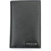Prada Mens Black Vitello Micro Grain Vertical Bifold Wallet Silver Logo New | Six card slots Two bill slots Vertical bifold Box Dustbag Authenticity cards included