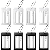 8 Pieces Luggage Tags Business Card Holder Aluminium Metal Travel ID Bag Tag for Travel Luggage Baggage Identifier