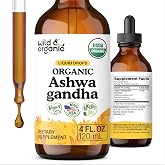 USDA Organic Ashwagandha Drops - Mood Support &amp; Energy - 4 oz | Relaxation &amp; Positive Energy - 500 mg Ashwagandha for Women &amp; Men - Add to Tea Liquid Extract - No Artificial Additives