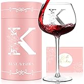 Personalized Gifts for Women, Monogrammed A-Z Wine Glass Custom Design, Unique Birthday Christmas Valentines Day Gift for Women, Initial Wine Glasses for Her, Wife, Girlfriend, Mom, Sister, Friend (M)