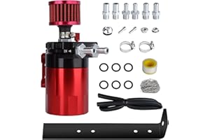 EIGIIS Universal Car Oil Catch Can Kit Polish Baffled Automotive Reservoir Tank 300ml with Breather Aluminum Compact Dual Cylinder