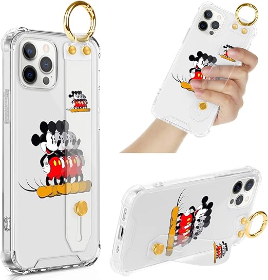 Amazon ディズニーコレクション Iphone 12 Pro Max クリアケース リストストラップバンド ストラップ付き スリム アンチイエロー フルドロップ保護 透明カバーデザイン 4つのミッキーイメージ 男の子 女の子ケース 12 Pro Max 6 7インチ用 Disney Collection ケース