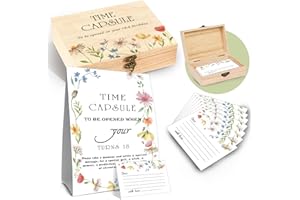 DEANHOT Floral Time Capsule Set, with 50 Message Cards and Floral 1 Time Capsule Sign Box, Baby Memorial Time Capsule Box, Baby Shower Blessing Memory Box for First Birthday, Baby Shower Party Decor