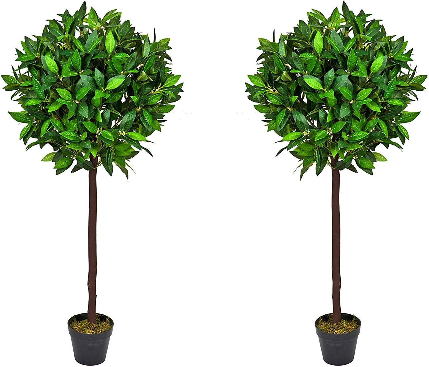 PAIR of Artificial Bay Laurel Trees 4ft high Tree with real wood