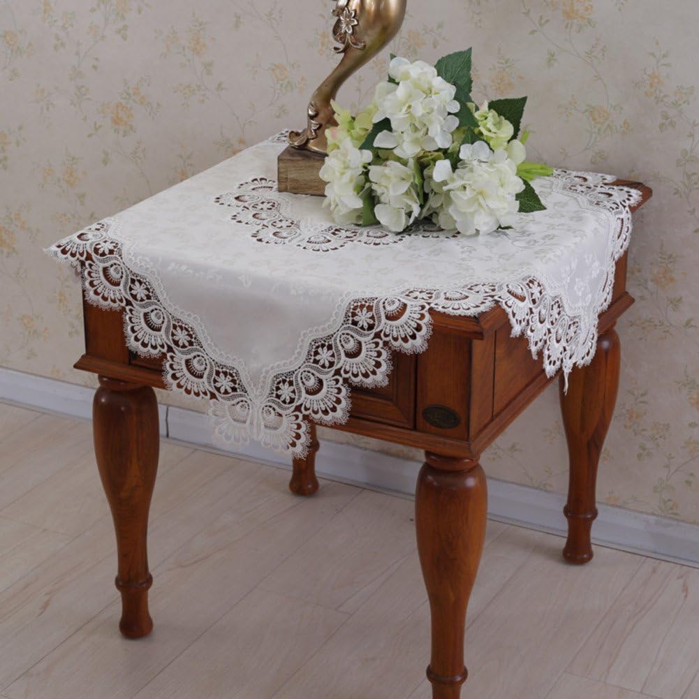 DFGDFHD Lace Tablecloth/Bedside Table Cover/TV Cover Towel/Refrigerator/European-Style White Table Cloth/Table Cloth/Fabrics/Microwave Scarf-A 85x85cm(33x33inch)
