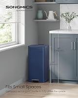 SONGMICS 8-Gallon Kitchen Bin Steel Pedal Trash Bin with Inner Bucket Midnight view 2