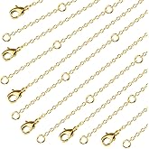 Wholesale 12 PCS 14K Real Gold Plated Solid Brass Thin O Chain Necklace 1 MM Finished Chain Bulk for Jewelry Making, Size 16" + 2" Extender