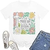 Rwabing Christian Shirts for Women Jesus T-Shirt Praise God in Every Season Tee Tops