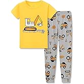 Tebbis Snug-Fitting Unisex Pajamas for Boys & Girls – Soft Modal Fiber Toddler/Little PJs Blue Dino Jammies Size 2T-7