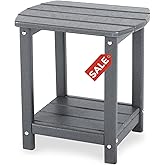 Adirondack Square Outdoor Side Table,2-Tier Storage Patio Side Table, HDPE End Tables for Backyard Pool Porch Garden Lawn