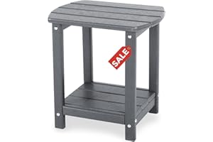 GARDENSTAR Adirondack Square Outdoor Side Table,2-Tier Storage Patio Side Table, HDPE End Tables for Backyard Pool Porch Garden Lawn(Grey)
