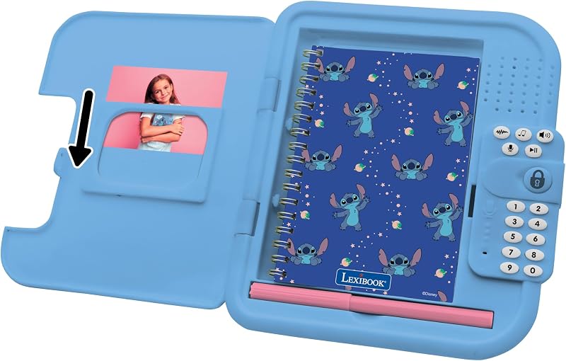 , Disney Stitch, diário eletrónico interativo com caneta e caderno incluídos, protegido por palavra-passe, funcionalidades divertidas e efeitos sonoros, azul, SD50D