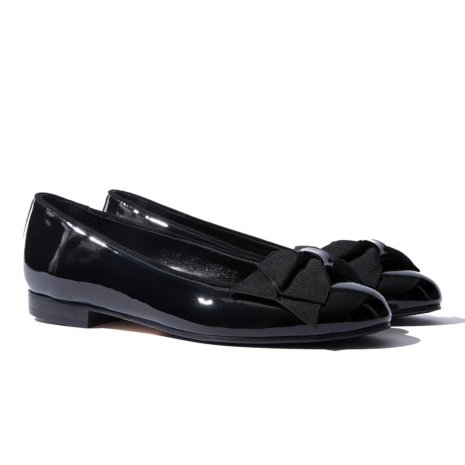 black patent leather ballet flats
