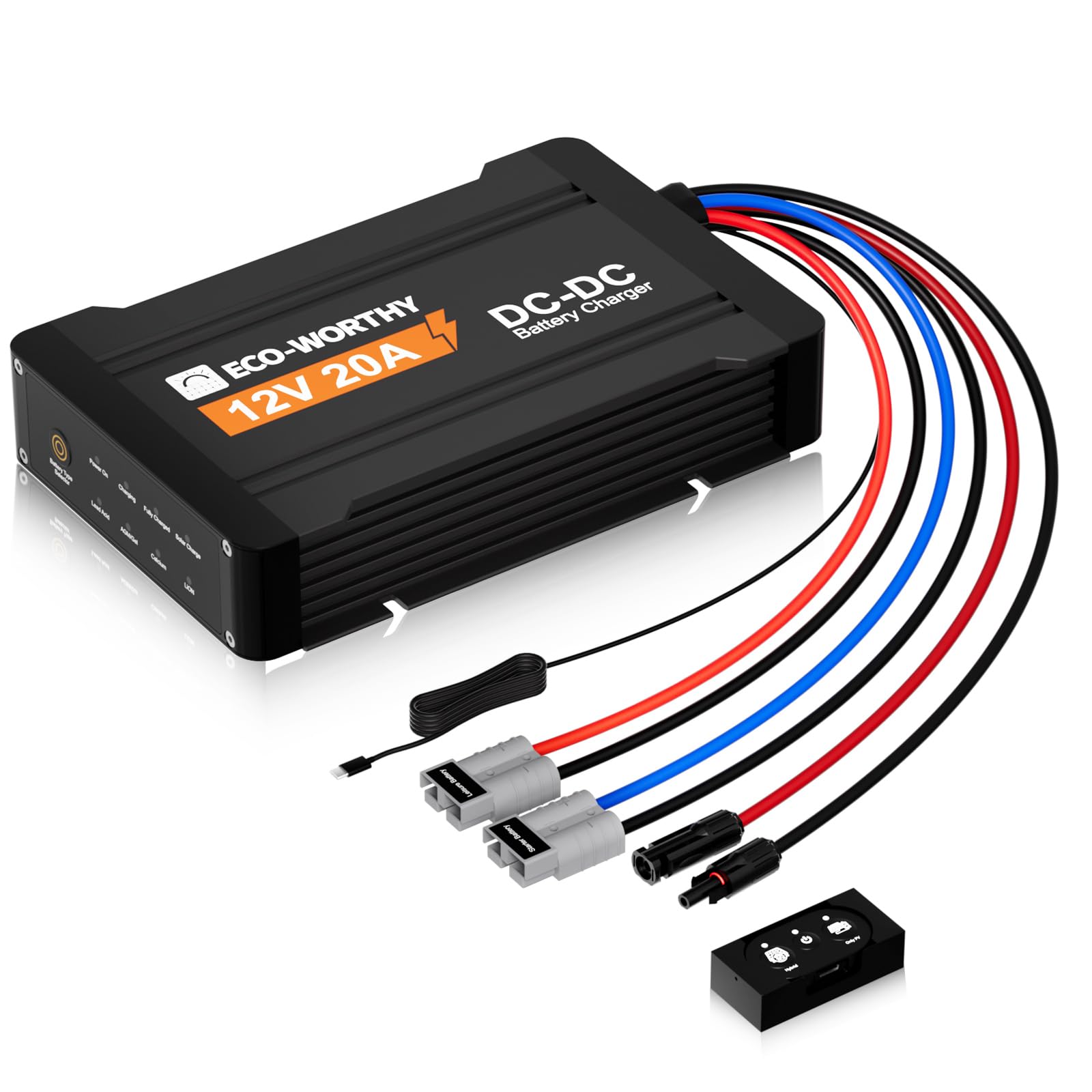Photo 1 of ECO-WORTHY 12V 20A DC to DC Battery Charger with MPPT, Dual Input On-Board Battery Charger for Lead-Acid, LiFePO4 Battery, 16.4FT Cable for Switch Panel for RVs, Vehicles, Boats Solar System