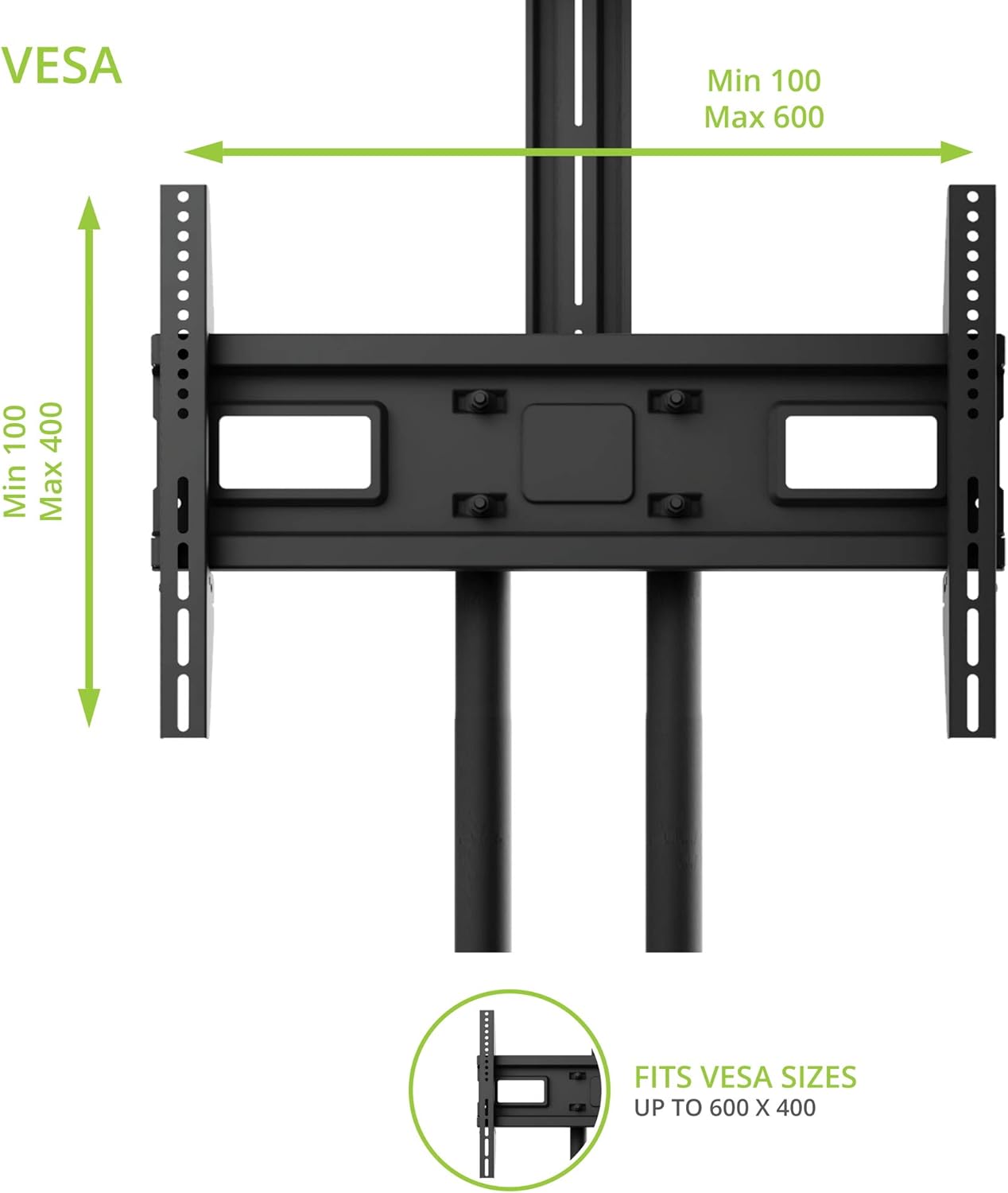 Kanto MTM65PL Height Adjustable Mobile TV Stand with Adjustable Shelf for 37-inch to 65-inch TVs | Supports up to 80 lb Total | Integrated Cable Management |: Home Audio & Theater