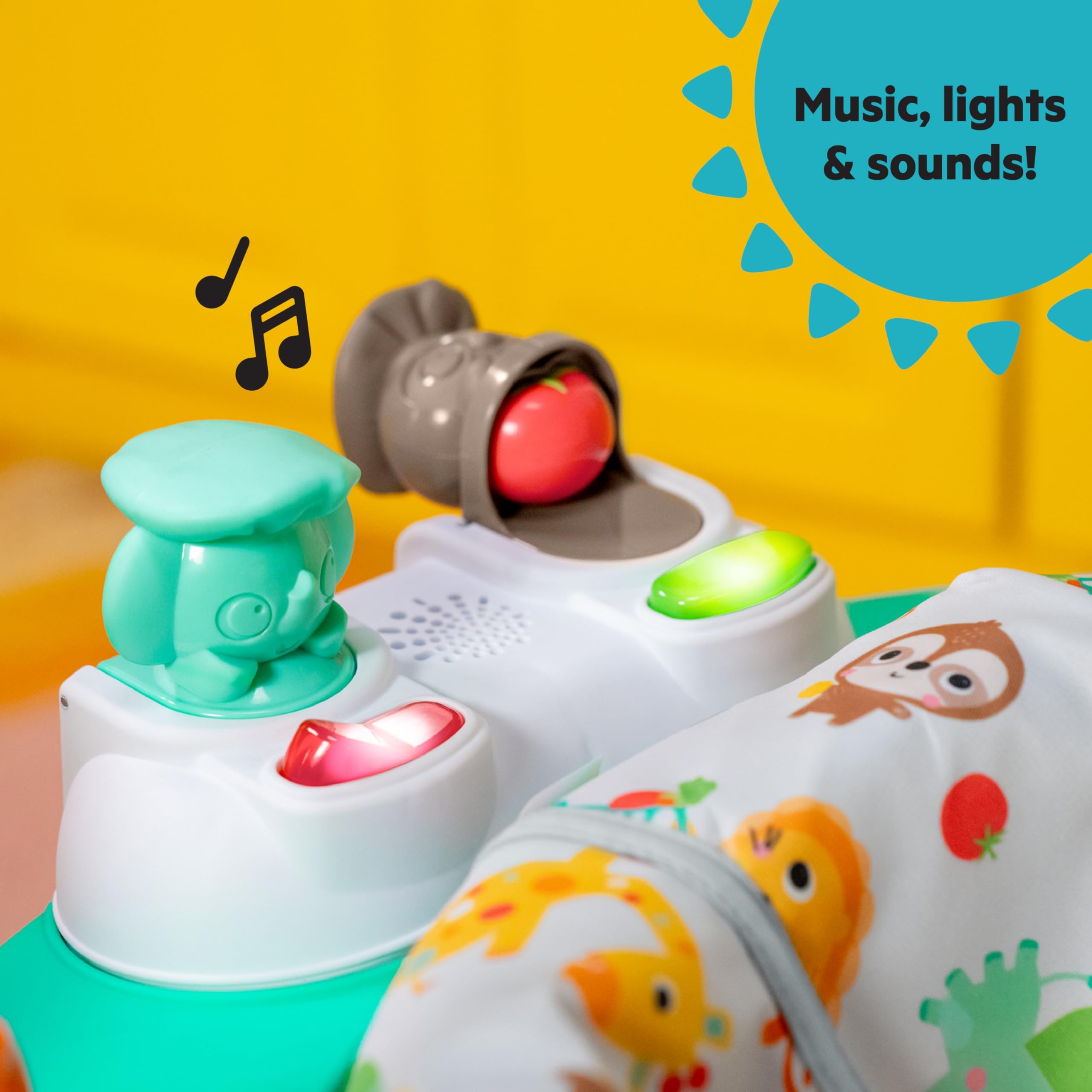 Bright Starts Cooking Up Fun Baby Activity Jumper with Music and Lights, Kitchen Role Play Toys, Unisex, 6 Months+, Up to 25 lbs