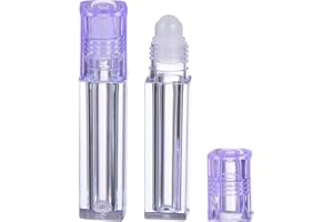 VILLCASE 10pcs 6.5ML Square Plastic Roll-on Bottles Purple Caps Refillable Essential Oil Roller Bottles for