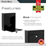 Burg-Wächter MB05BK Black Compact Wall Mounted Galvanised Steel Postbox view 2