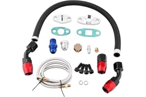 KIMISS Turbo Oil Line Kit, for T3 T4 GT35 T70 T66, AN10 Fitting Adapter Flange, Feed & Return Line Set