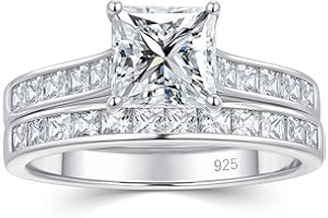 Newshe Jewellery Wedding Rings for Women Moissanite 925 Sterling Silver Engagement Ring Sets Princess Bridal Promise Size