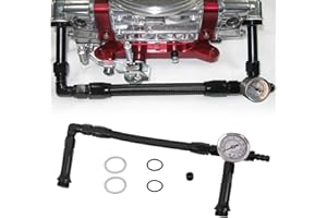 RYANSTAR RACING AN6 Dual-Feed Double Pump Braided Fuel Line with 0-150Psi Vacuum Pressure Gauge Compatible with Holley 4150 Carburetor