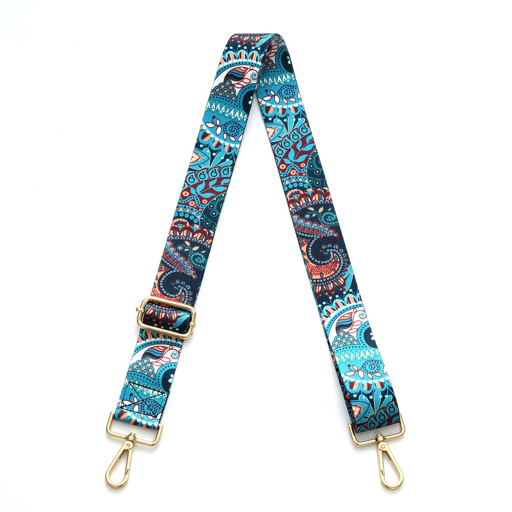 Senral Wide Purse Straps Replacement Crossbody Striped Straps Replacement Shoulder Strap with Gold Bucket (Peacock Green)